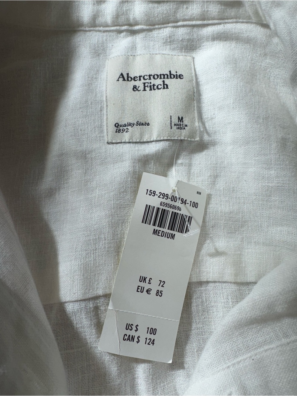 NWT Abercrombie & Fitch White Linen Blend Midi Shirt Dress Size M - Picture 7 of 11